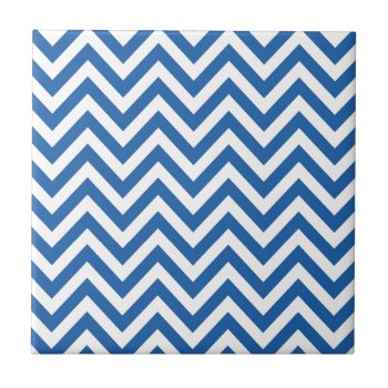 Blue And White Chevron Zigzag Pattern Tile by ZigZag_ at Zazzle