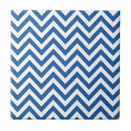 Blue And White Chevron Zigzag Pattern Tile