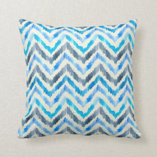 Blue and White Chevron Zigzag Pillow