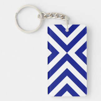 Blue and White Chevrons Keychain
