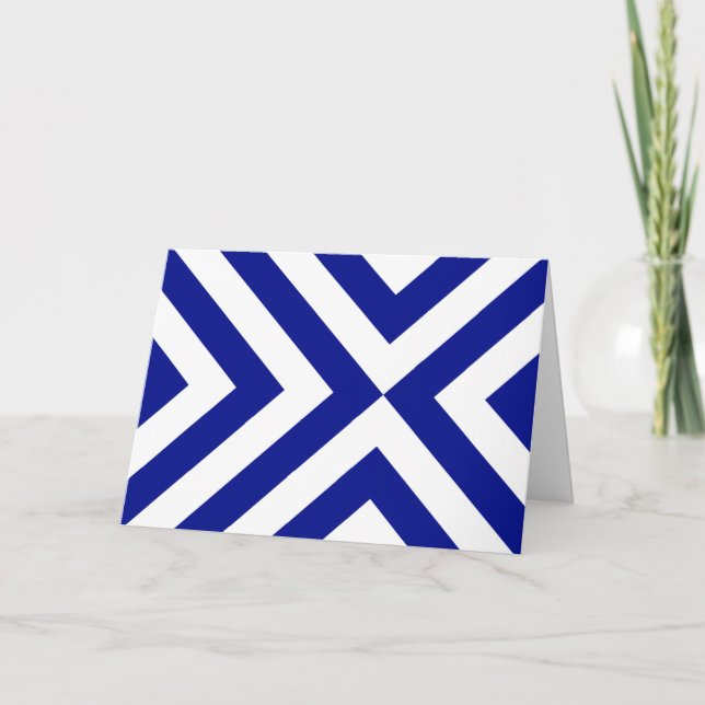 Blue and White Chevrons Letterpress Thank You Card (Front)