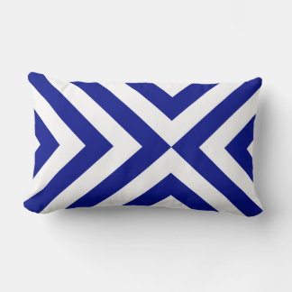 Blue and White Chevrons Lumbar Pillow