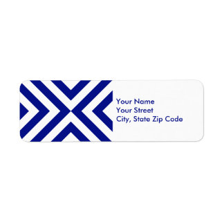 Blue and White Chevrons return address label