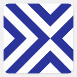Blue and White Chevrons Square Sticker