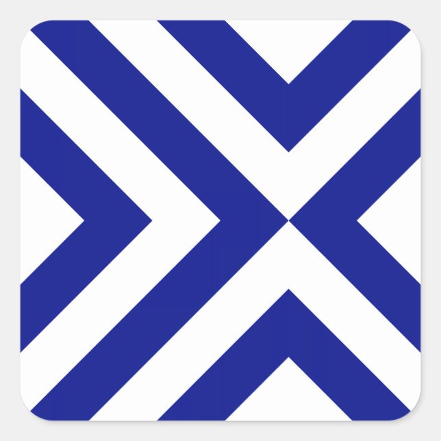 Blue and White Chevrons Square Sticker (Front)