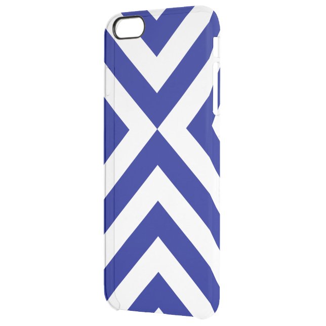 Blue and White Chevrons Uncommon iPhone Case (Back Left)