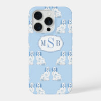 Blue And White China Dogs Three Letter Monogram