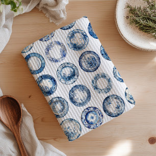 Blue and White China Plates  Kitchen Towel