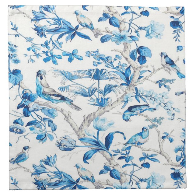 Blue and White Chinese Chinoiserie Cloth Napkin (Front)