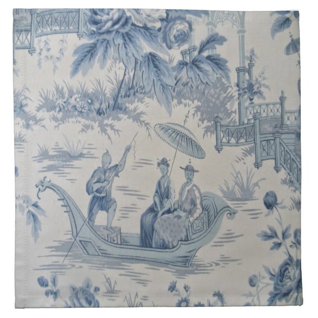 Blue and White Chinese Chinoiserie Cloth Napkin (Front)