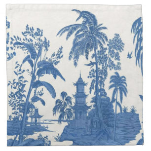 Blue and White Chinese Chinoiserie Cloth Napkin