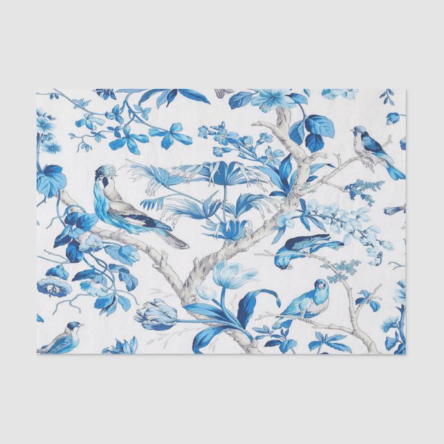 Blue and White Chinese Chinoiserie Decoupage Tissue Paper (Front)