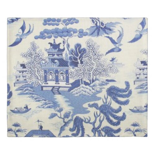 Blue and White Chinese Chinoiserie Duvet Cover