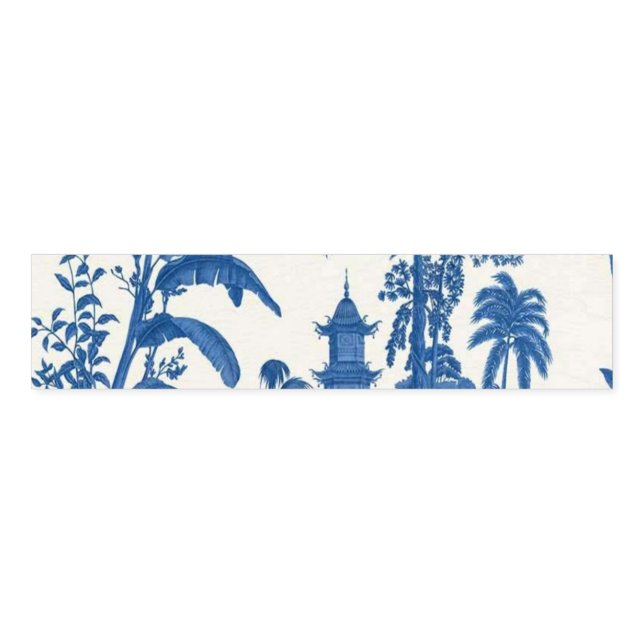 Blue and White Chinese Chinoiserie Paper  Napkin Bands (Unfolded)