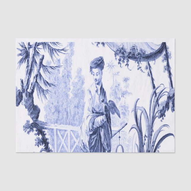 Blue and White Chinese Chinoiserie  Tissue Paper (Front)