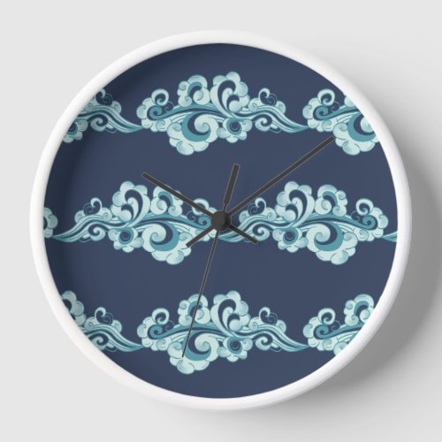 Blue and White Chinese Clouds Patterns Home Decor Clock