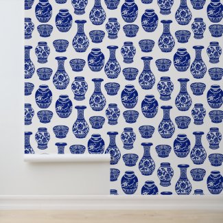 Blue and White Chinese Porcelain Pottery Vases