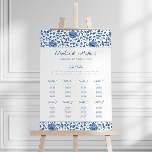 Blue And White Chinoiserie 8 Tables Seating Chart Foam Board