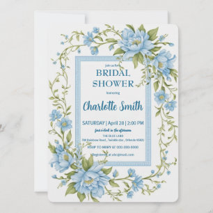 Blue and white Chinoiserie antique bridal shower Invitation
