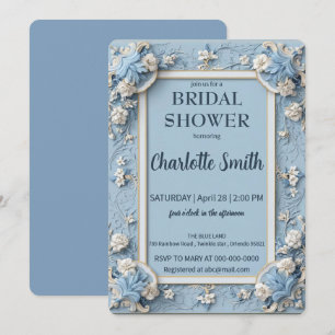 Blue and white Chinoiserie antique bridal shower Invitation