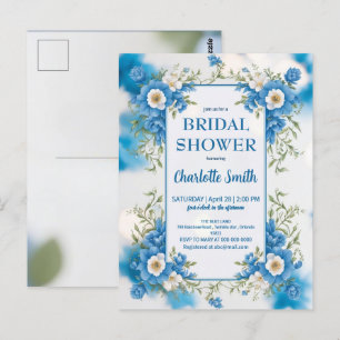 blue and white Chinoiserie antique bridal shower Postcard