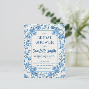 blue and white Chinoiserie antique bridal shower Postcard