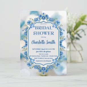 blue and white Chinoiserie antique bridal shower Save The Date
