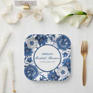 blue and white Chinoiserie antique Pattern bridal Paper Plates