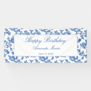 Blue and White Chinoiserie Birthday Banner