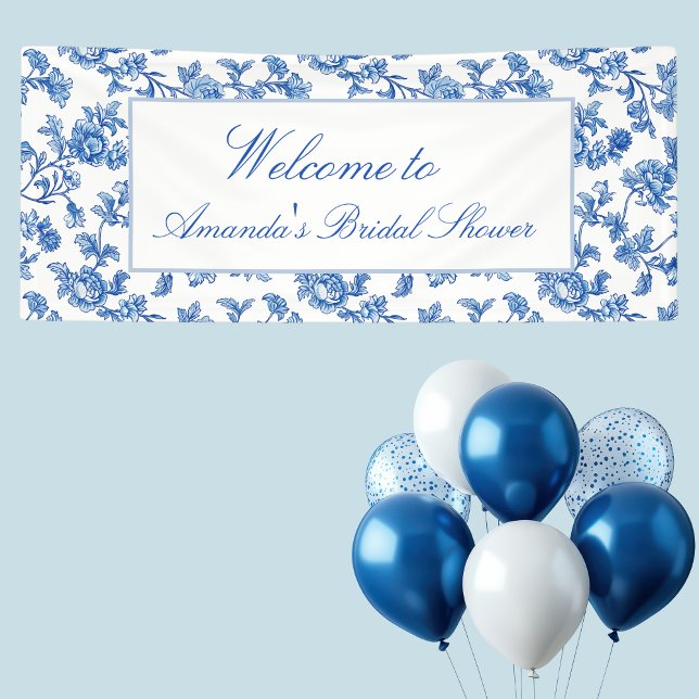Blue and White Chinoiserie Bridal Shower  Banner (Creator Uploaded)