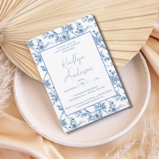 Blue and White Chinoiserie Bridal Shower Invitation (Creator Uploaded)