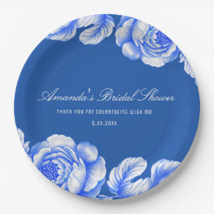 Blue and White Chinoiserie Bridal Shower Paper Plates