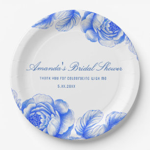 Blue and White Chinoiserie Bridal Shower  Paper Plates