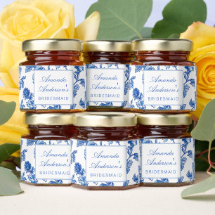 Blue and White Chinoiserie Bridesmaid Gift Honey Jar Favors