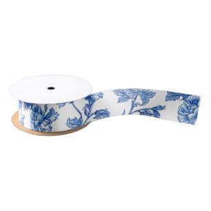 Blue and White Chinoiserie Bridesmaid Gift Satin Ribbon