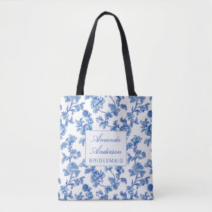 Blue and White Chinoiserie Bridesmaid Gift Tote Bag