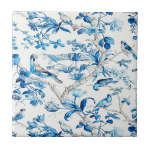 Blue and White Chinoiserie  Ceramic Tile