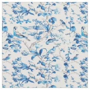 Blue and White Chinoiserie Chinese Oriental Fabric