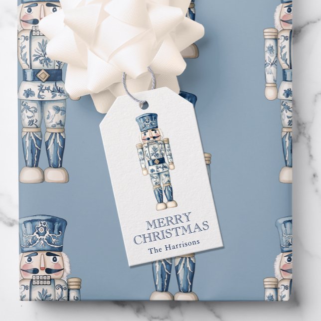 Blue and White Chinoiserie Christmas Nutcracker Gift Tags (Creator Uploaded)