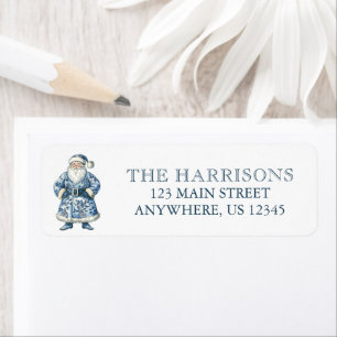 Blue and White Chinoiserie Christmas Santa Address Label