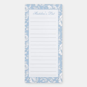 Blue and White Chinoiserie Custom Name Magnetic Notepad
