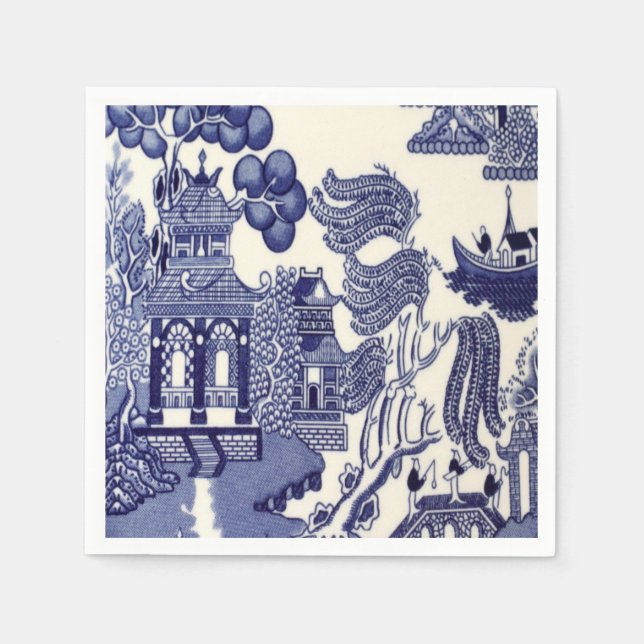 Blue and White Chinoiserie Decoupage Napkins (Front)