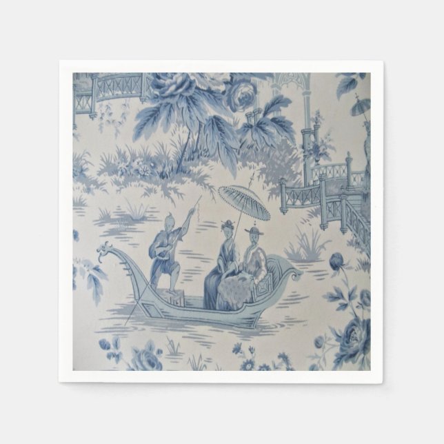 Blue and White Chinoiserie Decoupage Napkins (Front)