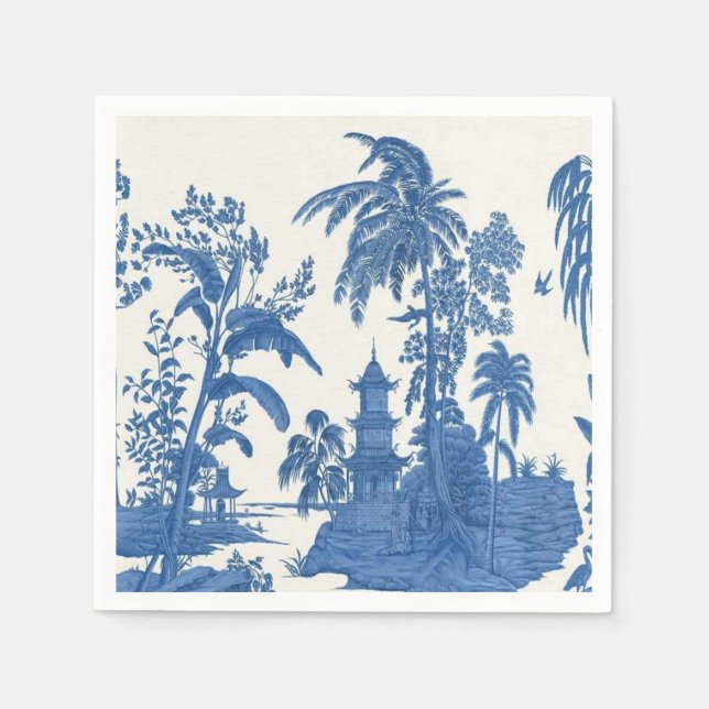 Blue and White Chinoiserie Decoupage Napkins (Front)