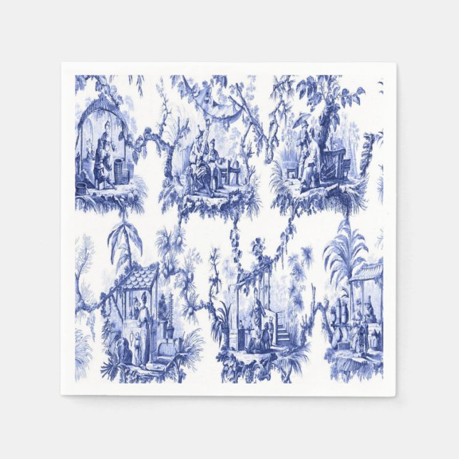 Blue and White Chinoiserie Decoupage Napkins (Front)