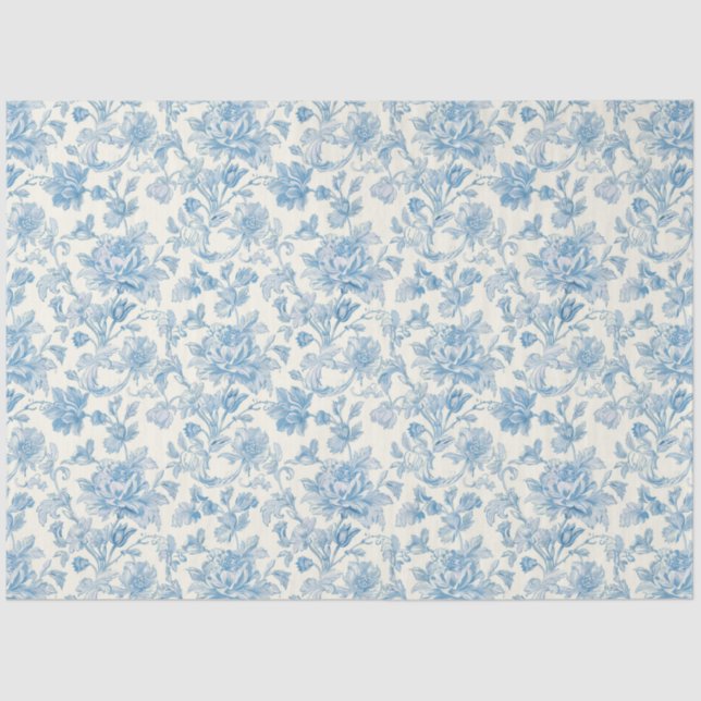 Blue and White Chinoiserie Decoupage Pattern Tissue Paper (Front)