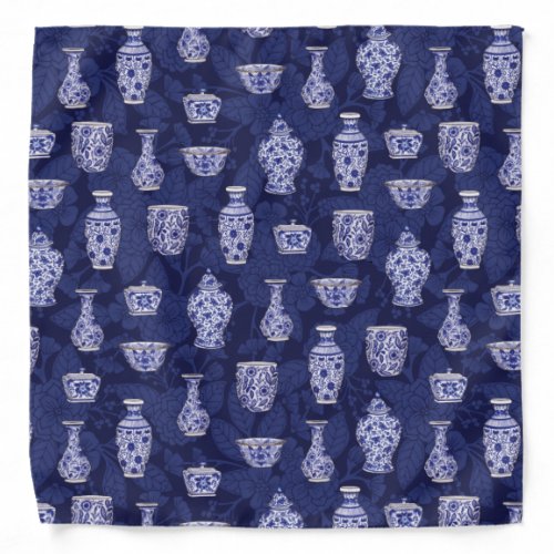 Blue and White Chinoiserie Delftware Pottery Bandana