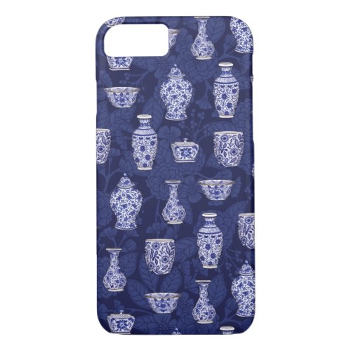 Blue and White Chinoiserie Delftware Pottery iPhone 87 Case
