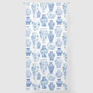 Blue and White Chinoiserie/ Delftware Pottery Thro Sheer Curtains