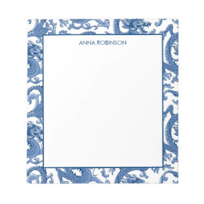 Blue and White Chinoiserie Dragon Notepad